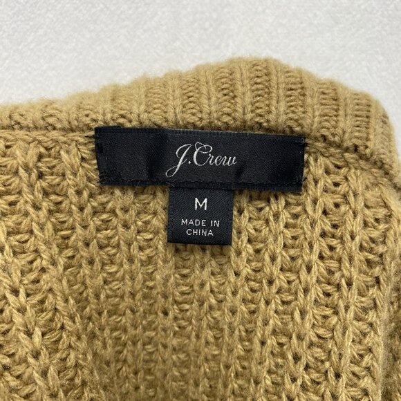 J.Crew Azra Cable Knit Pullover Sweater Women Medium Tan Mock Neck Wool Blend - Picture 2 of 16